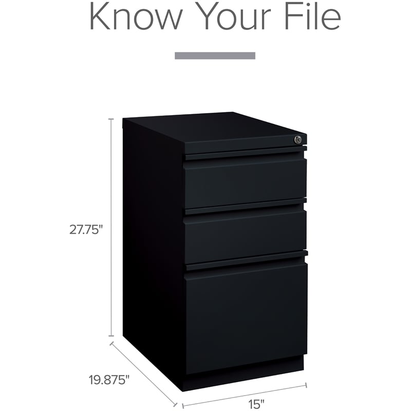 Homesphere Furniture Metal Mobile Pedestal File 3-Drawer Box/File - Black