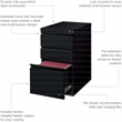 Homesphere Furniture Metal Mobile Pedestal File 3-Drawer Box/File - Black