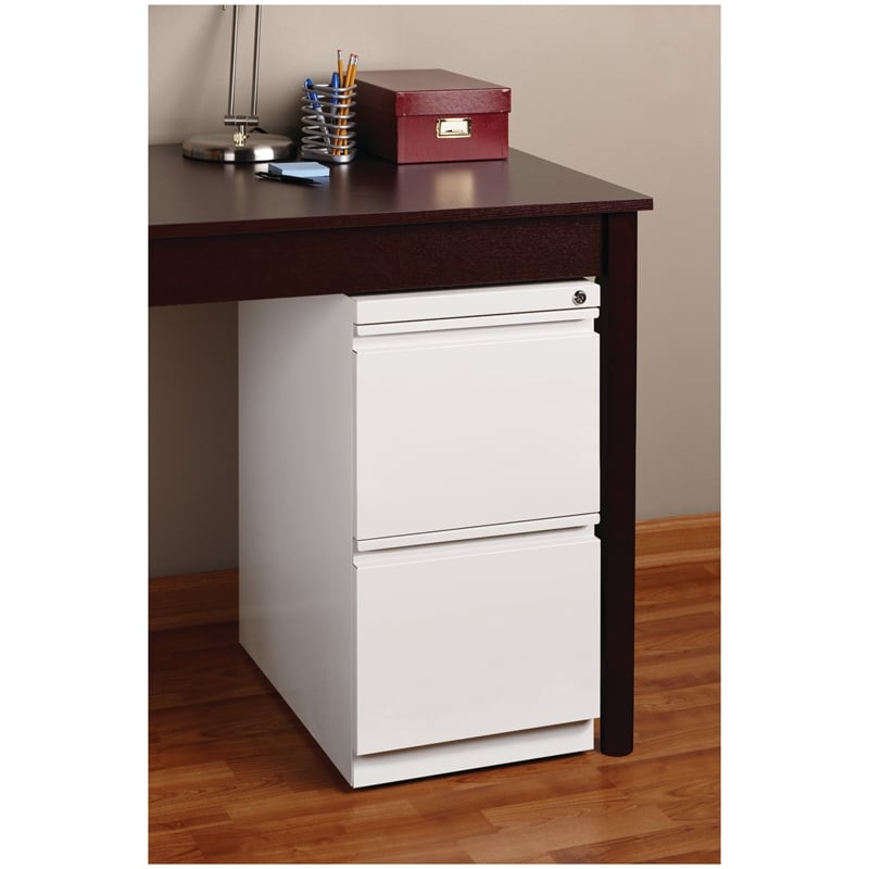 Homesphere Furniture Mobile Pedestal 2-Drawer File/File. Full Width Pull White