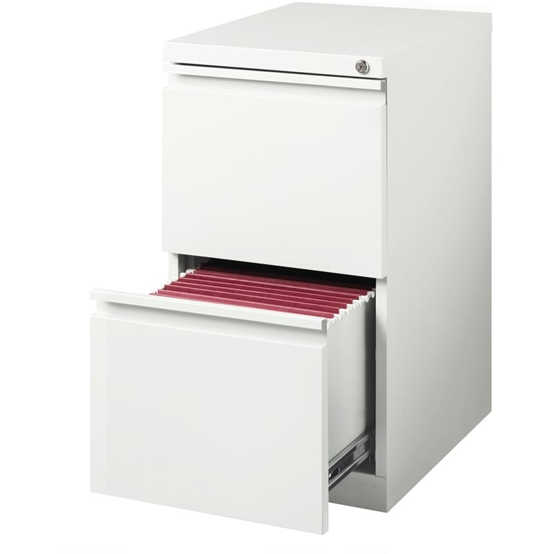 Homesphere Furniture Mobile Pedestal 2-Drawer File/File. Full Width Pull White