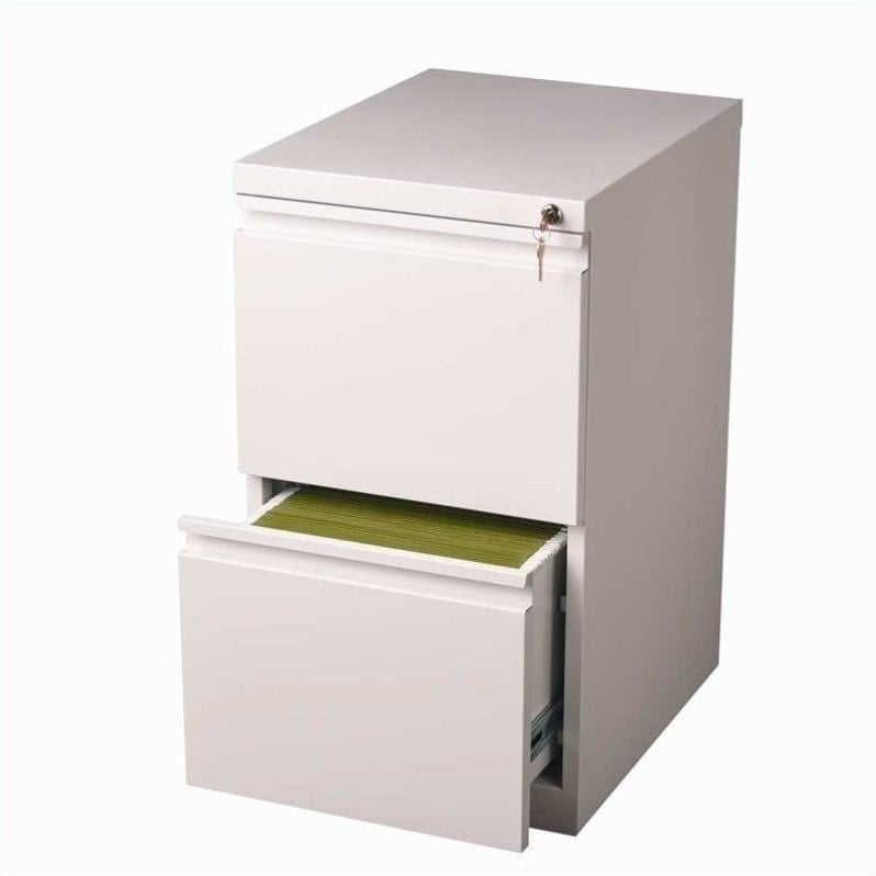 Homesphere Furniture Mobile Pedestal 2-Drawer File/File. Full Width Pull White