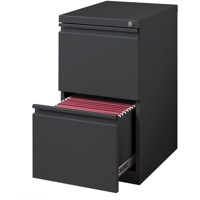 Homesphere Furniture Mobile Pedestal 2-Drawer File - Full Width Pull - Charcoal