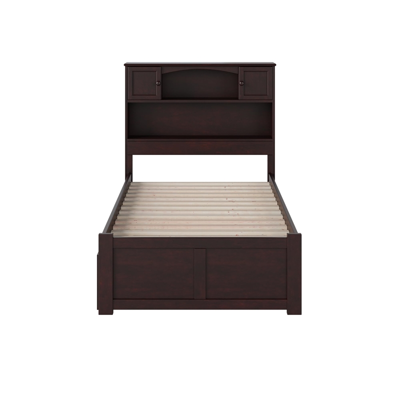 Homesphere Furniture Twin XL Solid Wood Bed with Storage Drawers in Grey