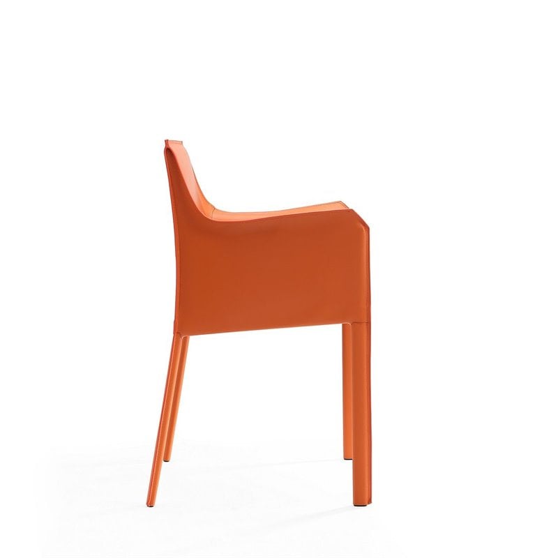 Homesphere Furniture Saddle Leather Arm Chair in Coral Orange (Set of 2)