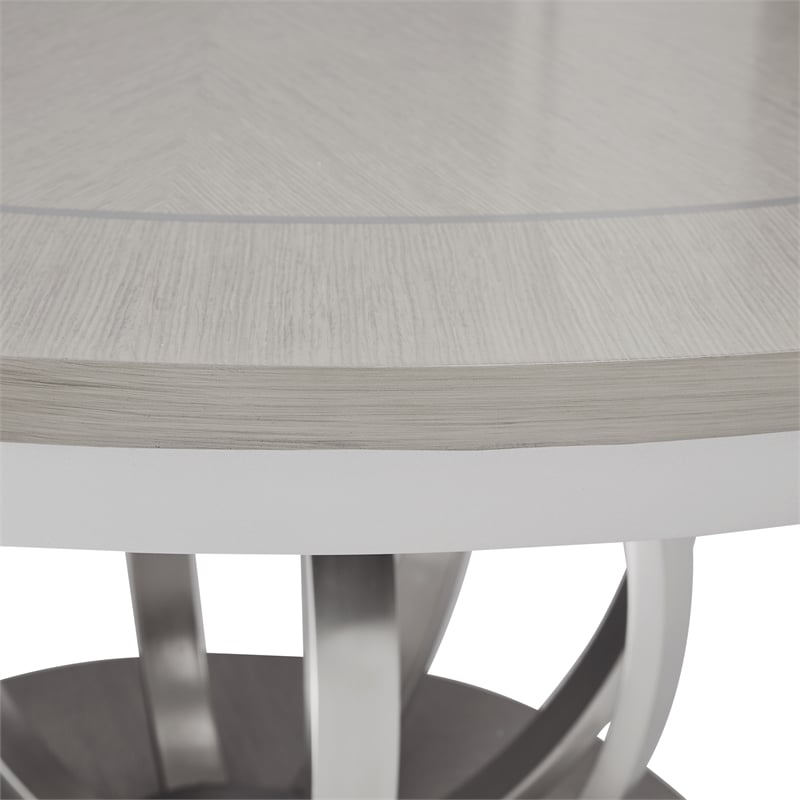 Homesphere Furniture Round Poplar & Steel Dining Table in Moonlight Gray