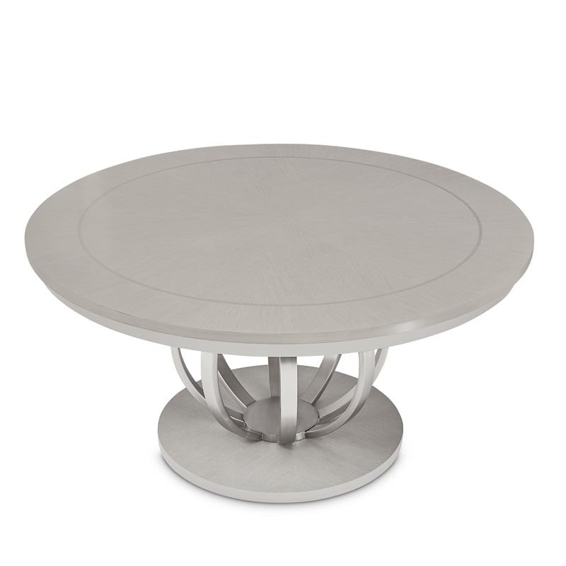 Homesphere Furniture Round Poplar & Steel Dining Table in Moonlight Gray