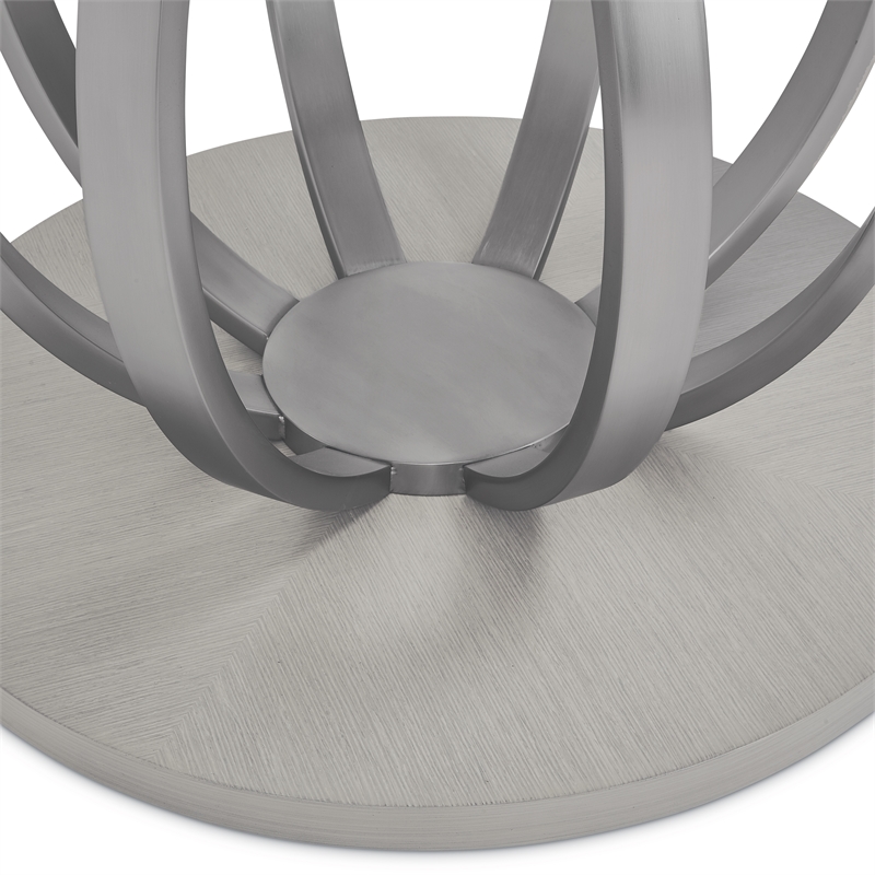 Homesphere Furniture Round Poplar & Steel Dining Table in Moonlight Gray
