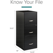 Homesphere Furniture Metal 3 Drawer Vertical File Cabinet with Lock Black