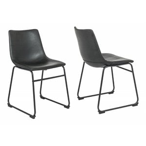 Plata Import Milana 17.5&quot Faux Leather Dining Chairs in Black (Set of 2)