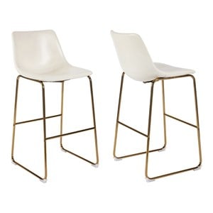 Plata Import Milana Disha 29.5&quot Faux Leather Bar Stools in White (Set of 2)