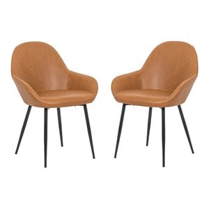 Plata Import Withrow Alexia 18&quot Faux Leather Arm Chairs in Tan (Set of 2)