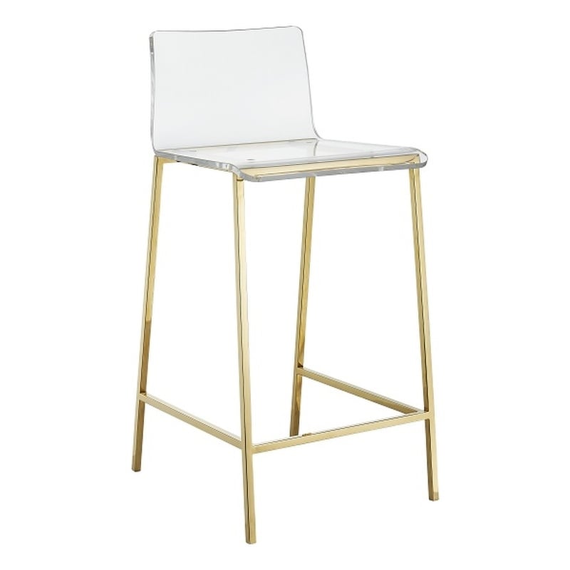Plata Import Silver Orchid Lind Acrylic Low Back Counter Stool In Gold