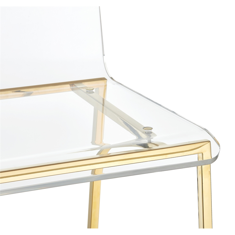 Plata Import Silver Orchid Lind Acrylic Low Back Counter Stool In Gold