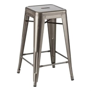 Plate Import Silver Industrial Metal 26&quot Bar Stool (Set 4)
