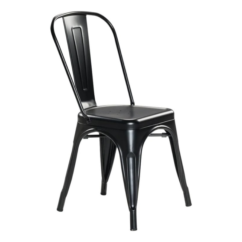 Plate Import Black Metal Industrial Rustic Dining Chairs (Set of 4)