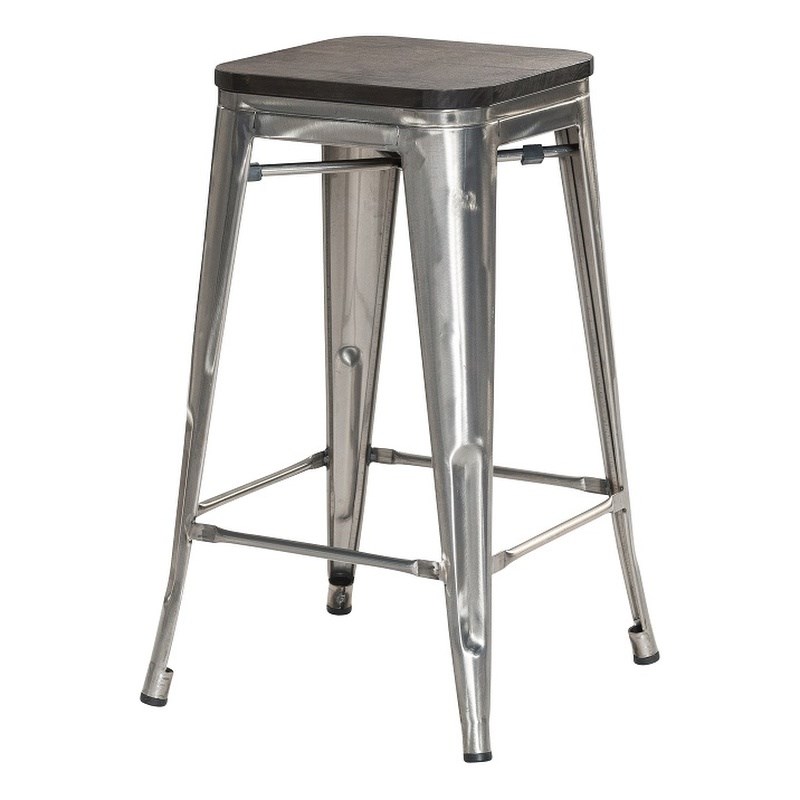 Plata Import Dark Walnut Wooden Top Bar Stools 26in (Set of 4)