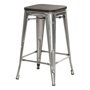 Plata Import Dark Walnut Wooden Top Bar Stools 26in (Set of 4)