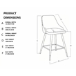Plata Import Hammel Velvet Bar Stool in Blue (Set of 2)