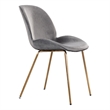 Plata Import Velvet Beetle Side Dining Chair in Gray and Gold (Set of 2)