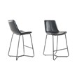Plata Import Carbon Loft Patsy 26in Bar Stool in Black Faux Leather (Set of 2)