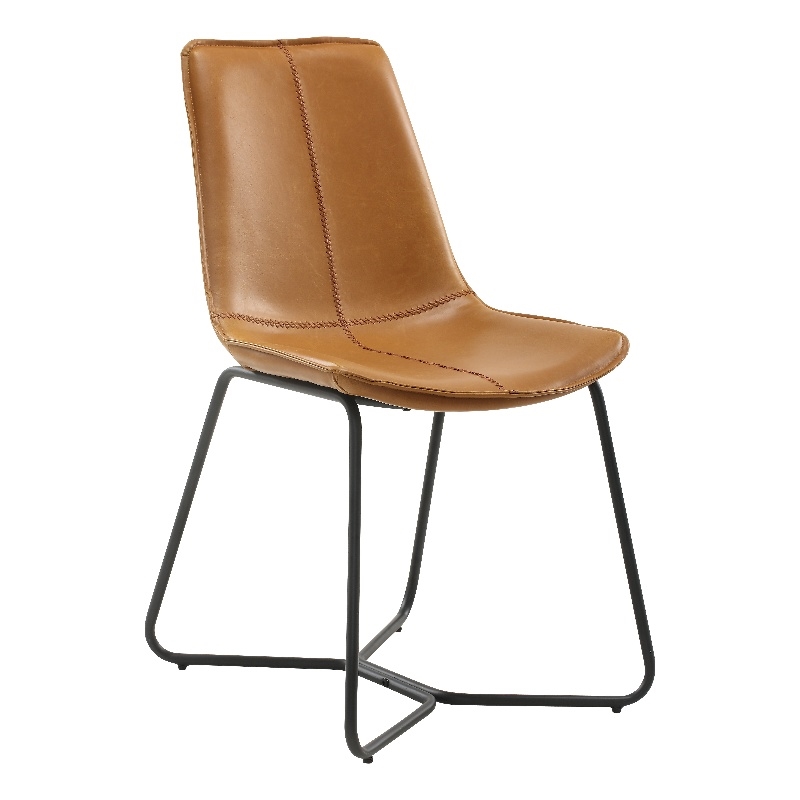 Plata Import Carbon Loft Patsy Dining Chair in Tan Faux Leather (Set of 2)