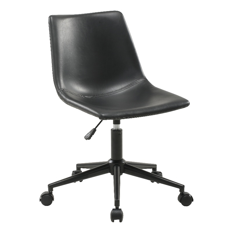 Plata Import Leary Task Chair in Black Faux Leather