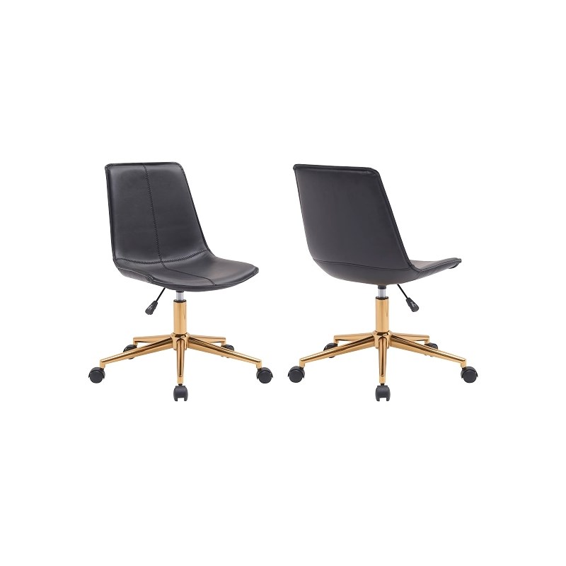 Plata Import Black Faux Leather Slope Swivel Office Chair