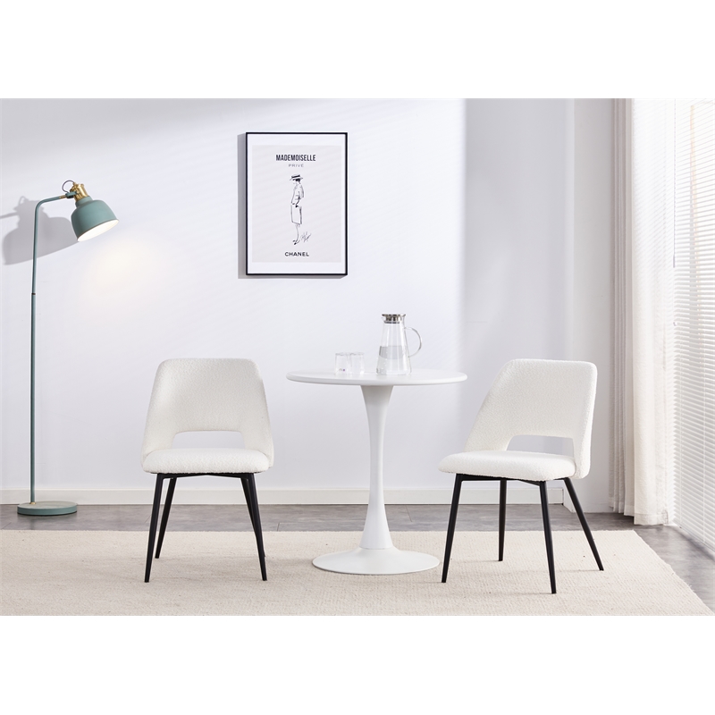 Snowflake boucle Dining Chair in White (set of 2)