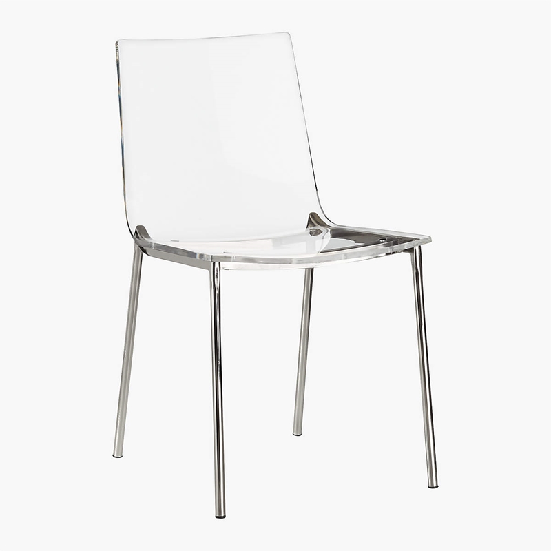 Clear Acrylic Chiaro Dining Chair with Silver Legs (Set of 2)