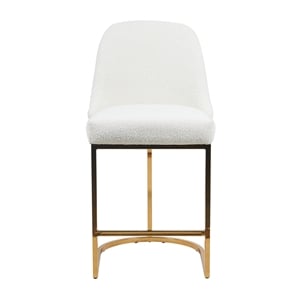 Camardn Boucle Fabric Counter Stool With Gold Metal Legs (Set of 2) Beige