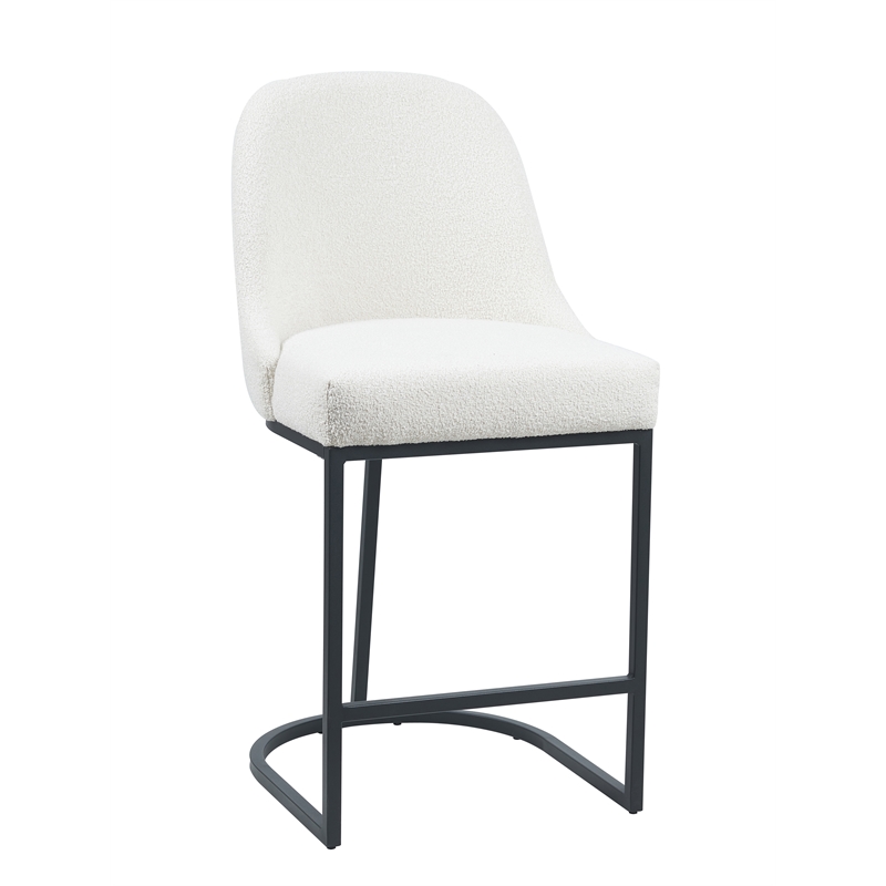 Mahtal Boucle Fabric Counter Stool With Metal Legs (Set of 2) Beige
