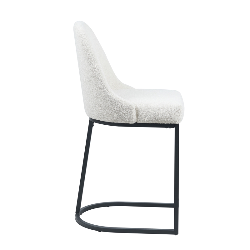 Mahtal Boucle Fabric Counter Stool With Metal Legs (Set of 2) Beige