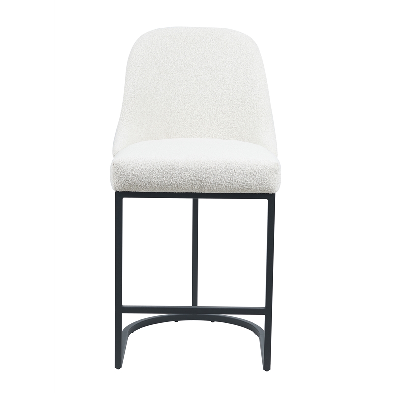 Mahtal Boucle Fabric Counter Stool With Metal Legs (Set of 2) Beige