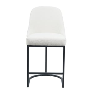 Mahtal Boucle Fabric Counter Stool With Metal Legs (Set of 2) Beige