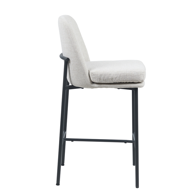 Flomar Fabric Side Counter Stool with Metal leg ( Set Of 2) Beige