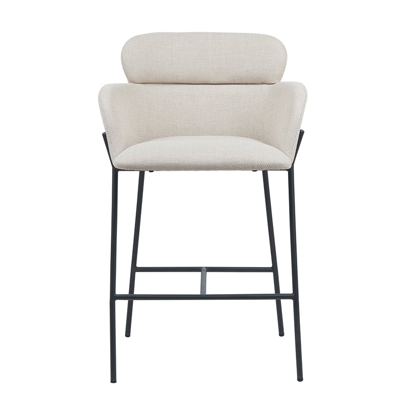 Asotin Fabric Upholstered Counter Stools with Footrest In Beige