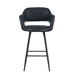 Kymberlynn Faux Leather Counter Stool With Metal legs (Set of 2) In Black