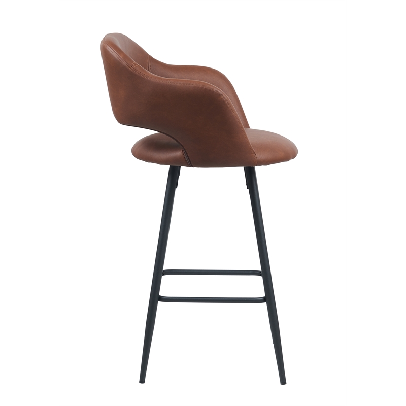 Camarda Faux Leather Counter Stool  (Set of 2) With Footrest In Brown
