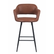 Camarda Faux Leather Counter Stool  (Set of 2) With Footrest In Brown