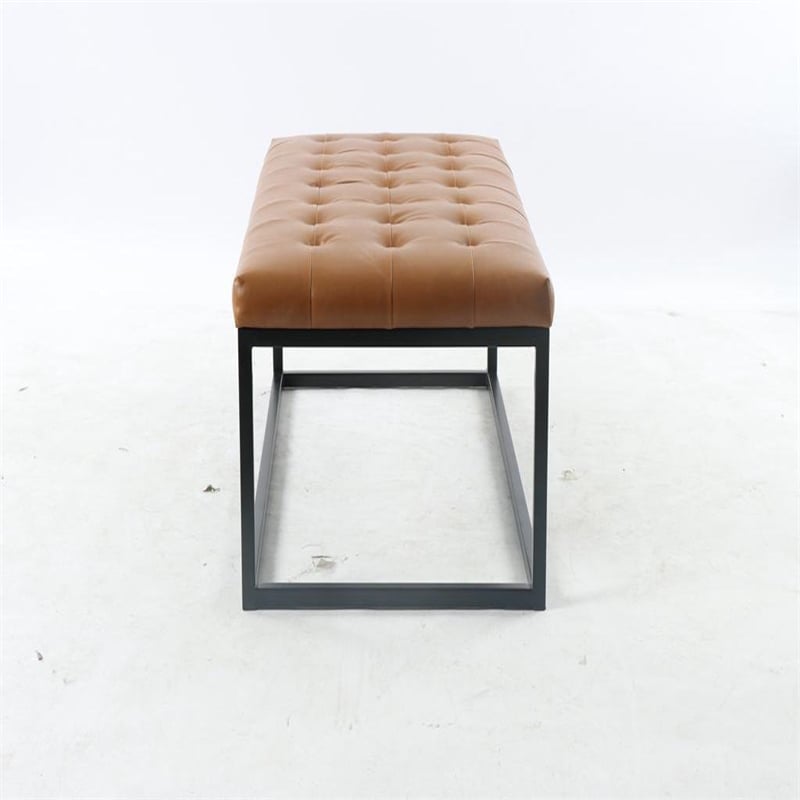 Bende 47'' Wide Faux Leather Tufted Rectangle Cocktail Ottoman In Tan