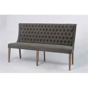 Almos Light Sand Fabric Tufted Upholstered Dining Bench In Gray
