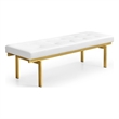 Aurelia Goldtone Tufted Faux Leather/Metal Upholstered Bench In White