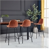 Alaska Faux Leather Upholstered Bar Stool with Metal Base In Tan( Set of 2)