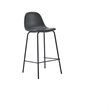 Martina Faux Leather Bar Height Stool with Kick Plate In Black (Set of 2)
