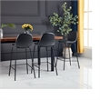Martina Faux Leather Bar Height Stool with Kick Plate In Black (Set of 2)