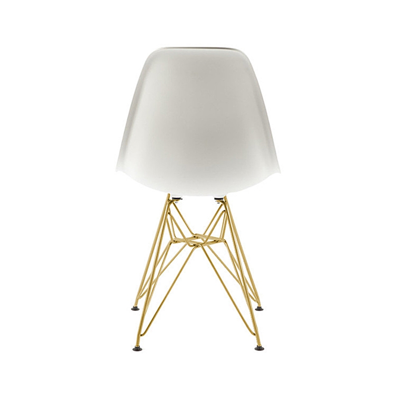 Luisa Plastic Dining Chair With Gold Eiffel Wire Legs In White ( Set of 4)