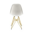 Luisa Plastic Dining Chair With Gold Eiffel Wire Legs In White ( Set of 4)