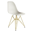Luisa Plastic Dining Chair With Gold Eiffel Wire Legs In White ( Set of 4)