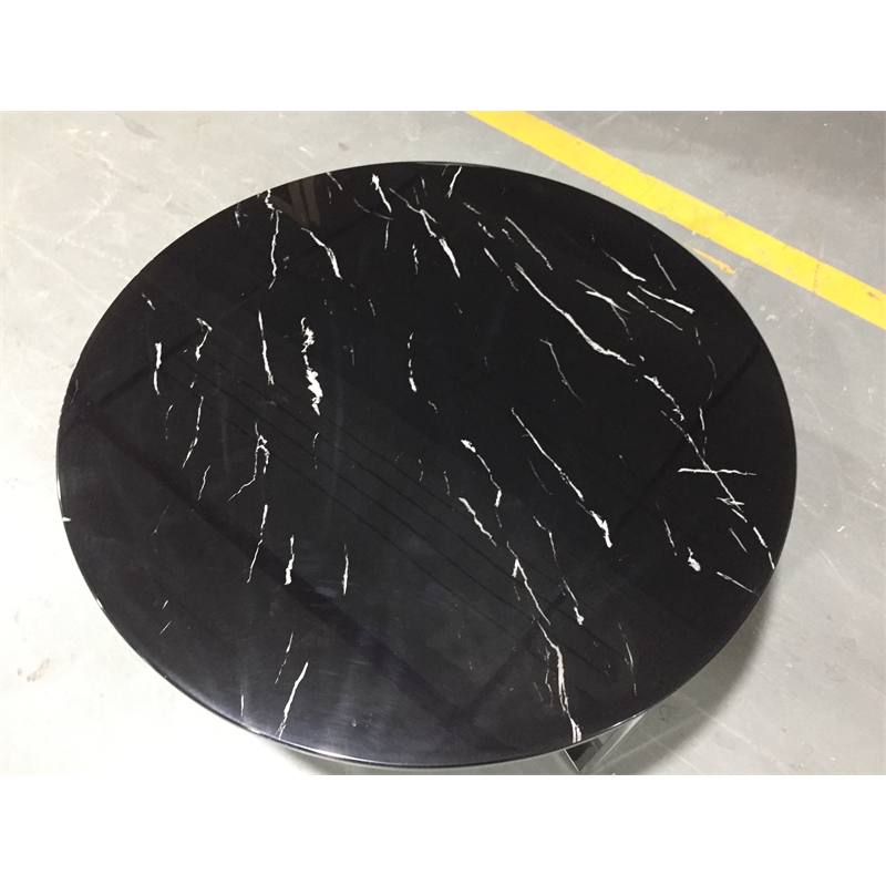 Rosi Chrome Cross leg Coffee Table With Marble Round Top In Black Chrome