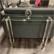 Carolina Clear Glass Top Console Table With Sleek Sled Design Chrome Metal Leg